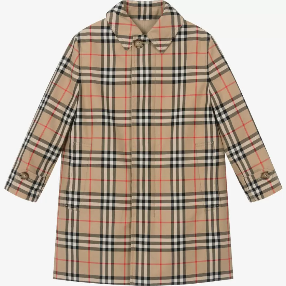 Burberry Boys Beige Check Reversible Car Coat^BOY Coats & Jackets