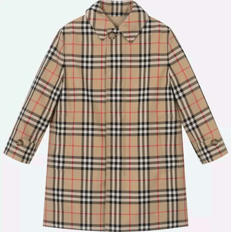 Burberry Boys Beige Check Reversible Car Coat^BOY Coats & Jackets