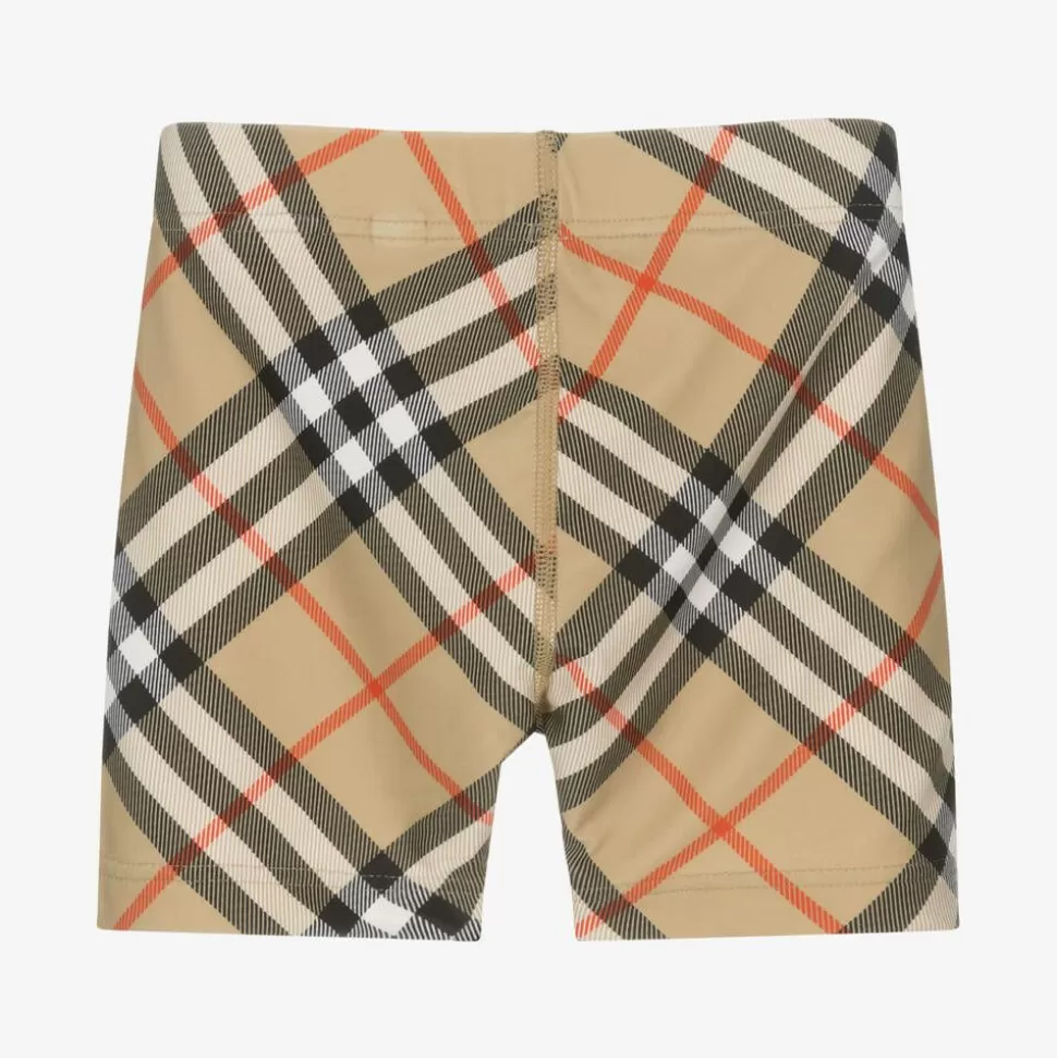 Burberry Boys Beige Check Swim Shorts^BOY Swimwear