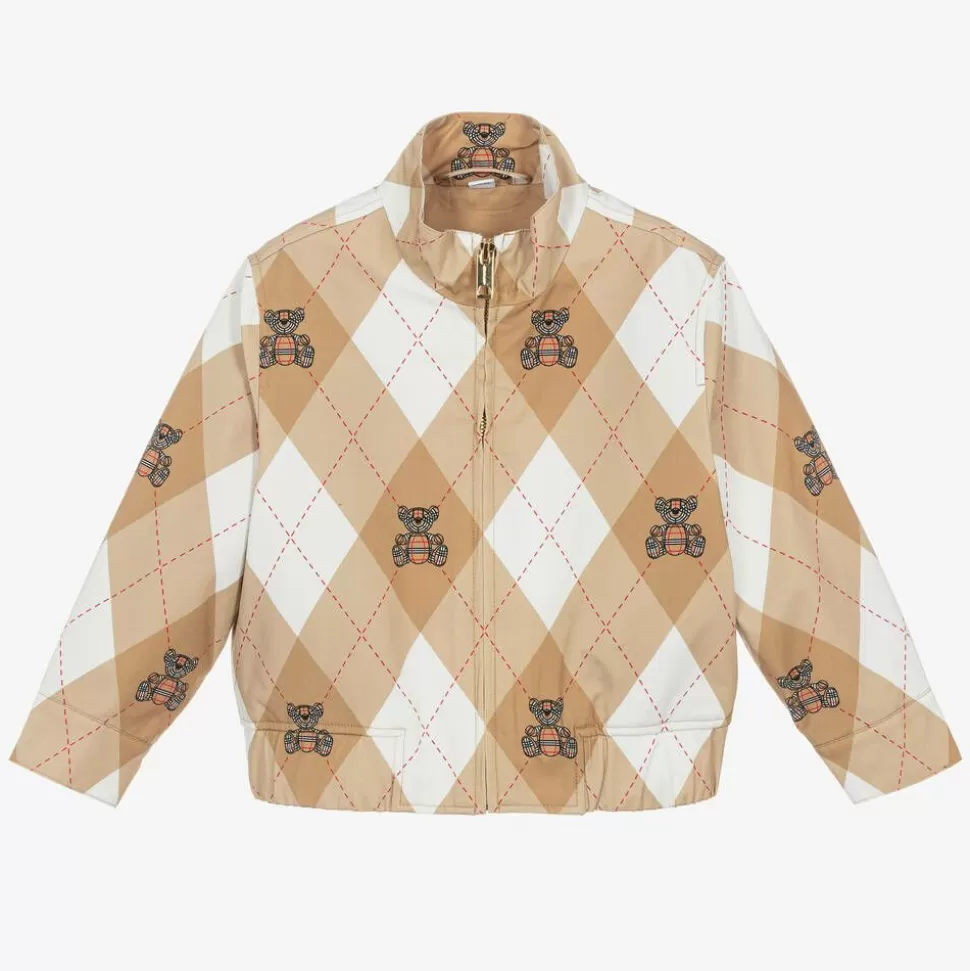 Burberry Boys Beige Cotton Argyle Jacket^BOY Coats & Jackets