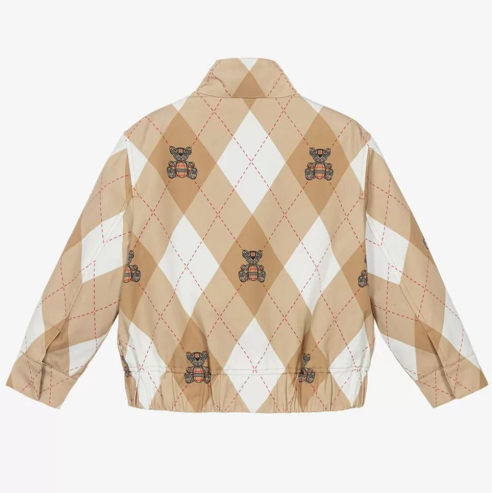 Burberry Boys Beige Cotton Argyle Jacket^BOY Coats & Jackets