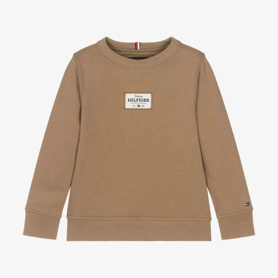 Tommy Hilfiger Boys Beige Cotton Patch Logo Sweatshirt^BOY Tops
