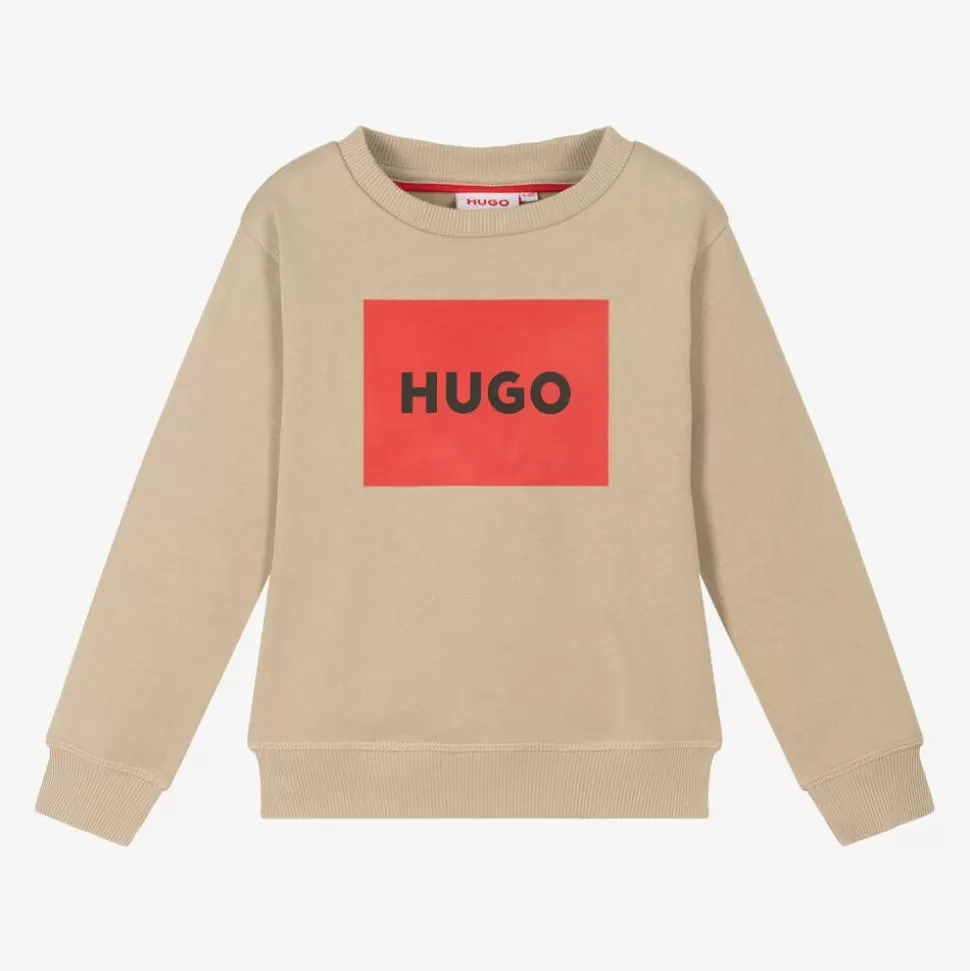 HUGO Boys Beige Cotton Sweatshirt^BOY Tops