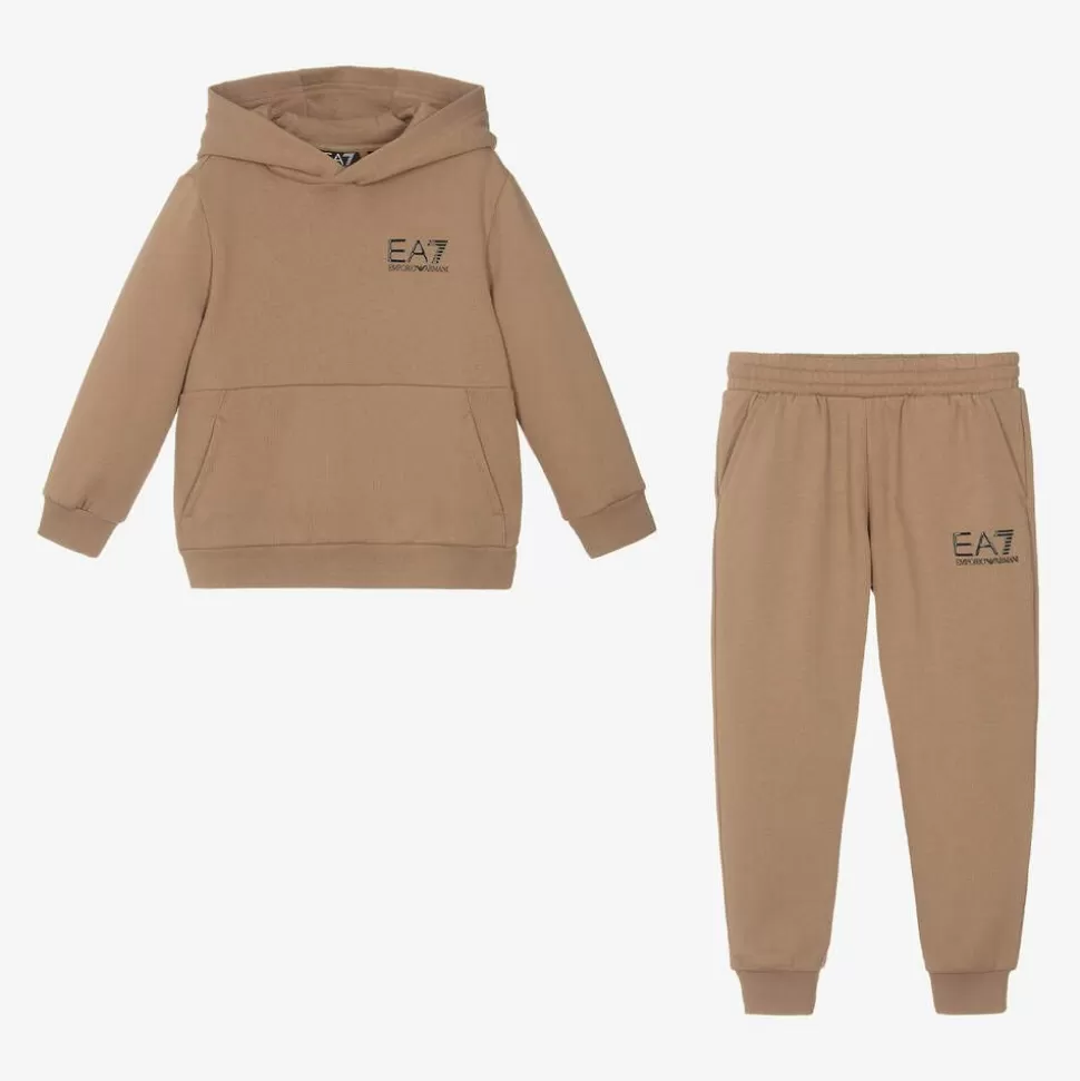 EA7 Emporio Armani Boys Beige Cotton Tracksuit^BOY Tracksuits