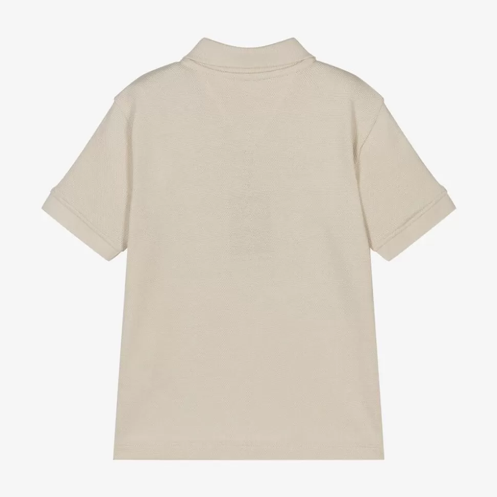 Tommy Hilfiger Boys Beige Cotton Varsity Polo Shirt^BOY Tops