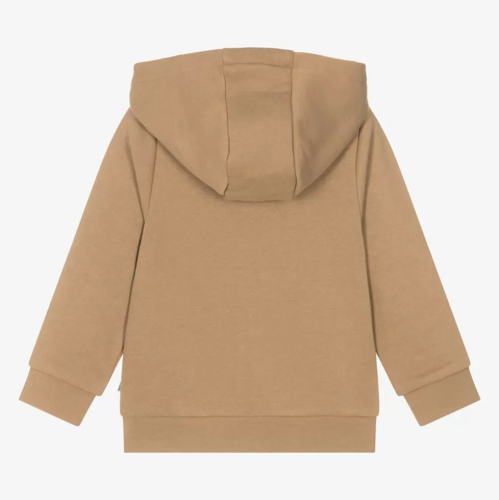 BOSS Boys Beige Cotton Zip-Up Top^BOY Tops