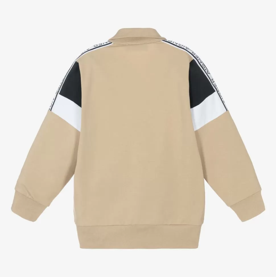 AIGNER Boys Beige Cotton Zip-Up Top^BOY Tops