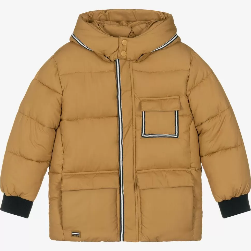 Mayoral Boys Beige Hooded Puffer Coat^BOY Coats & Jackets