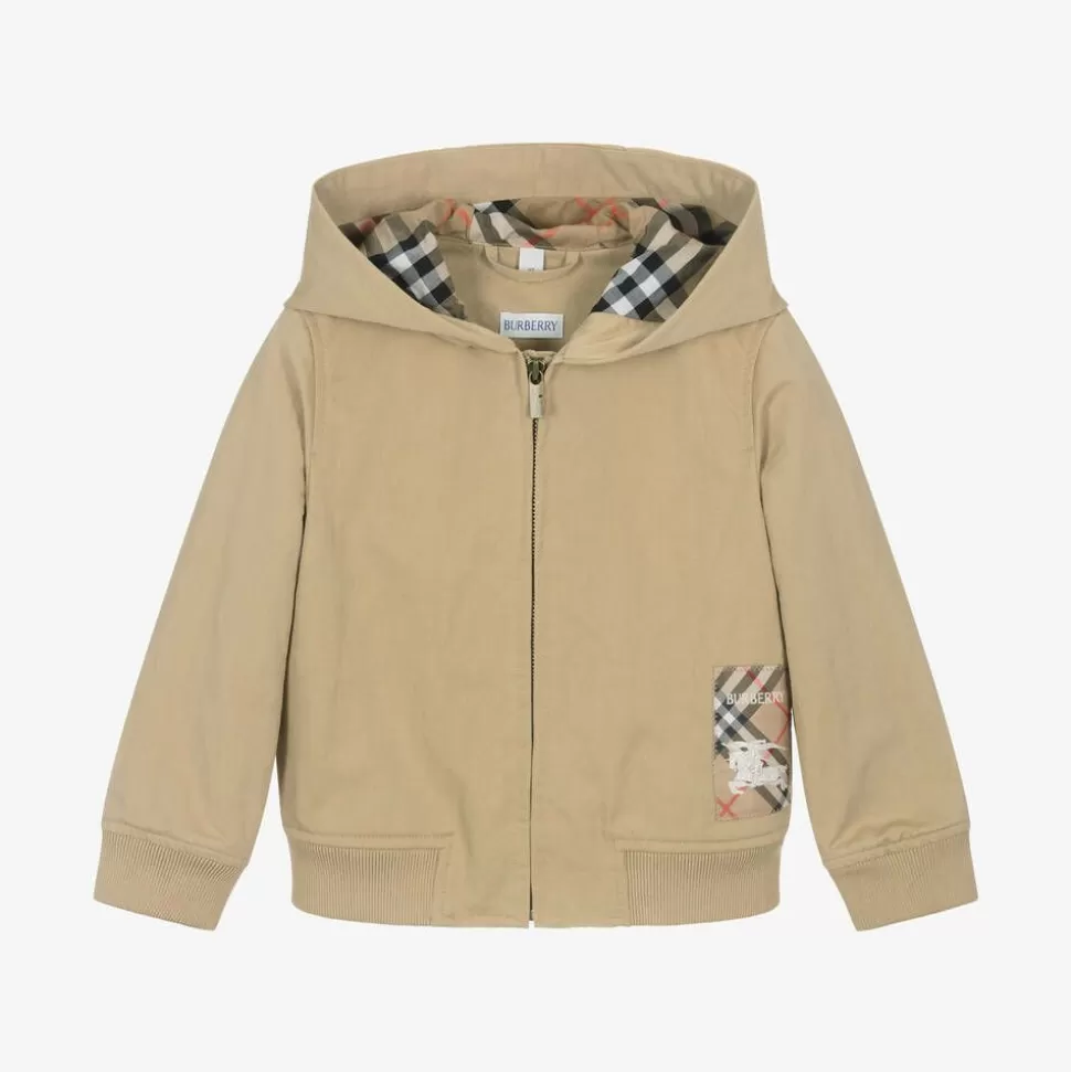 Burberry Boys Beige Twill Zip-Up Jacket^BOY Coats & Jackets