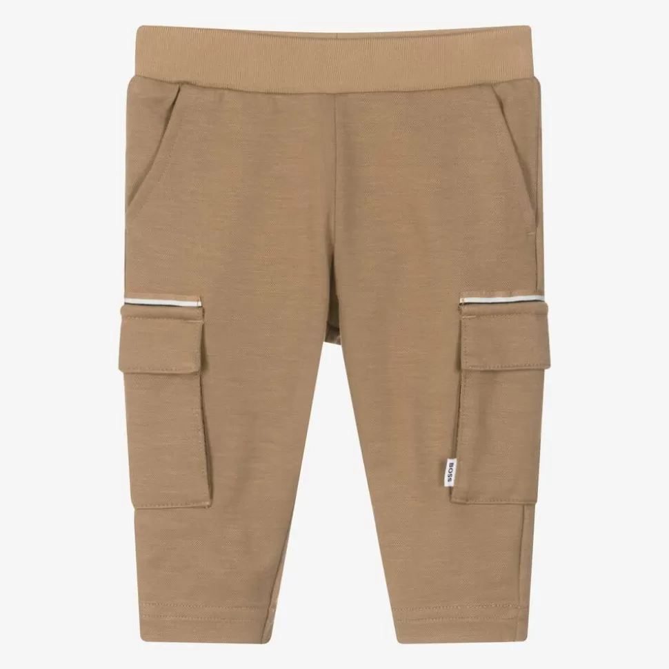 BOSS Boys Beige Viscose Cargo Trousers^ Trousers