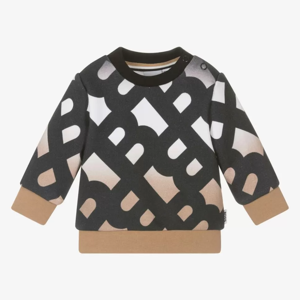 BOSS Boys Black & Beige Logo Cotton Sweatshirt^BOY Tops