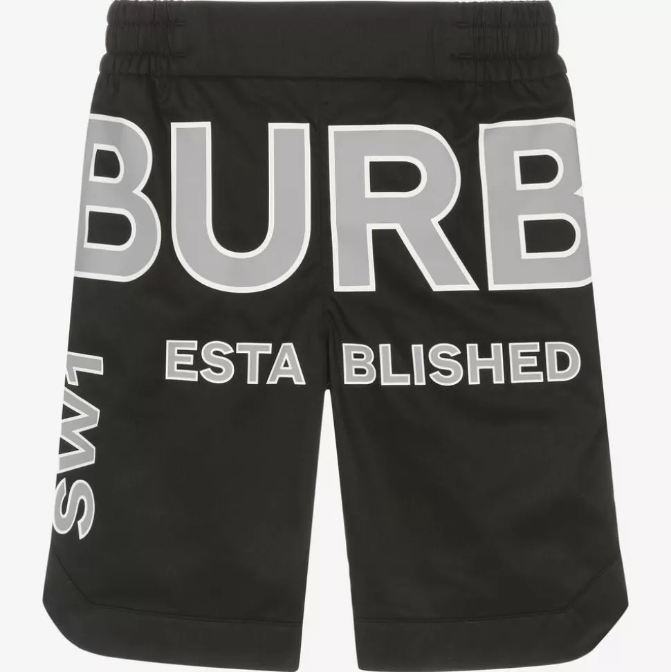Burberry Boys Black & Checked Logo Shorts^BOY Shorts