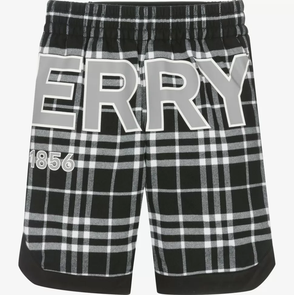Burberry Boys Black & Checked Logo Shorts^BOY Shorts