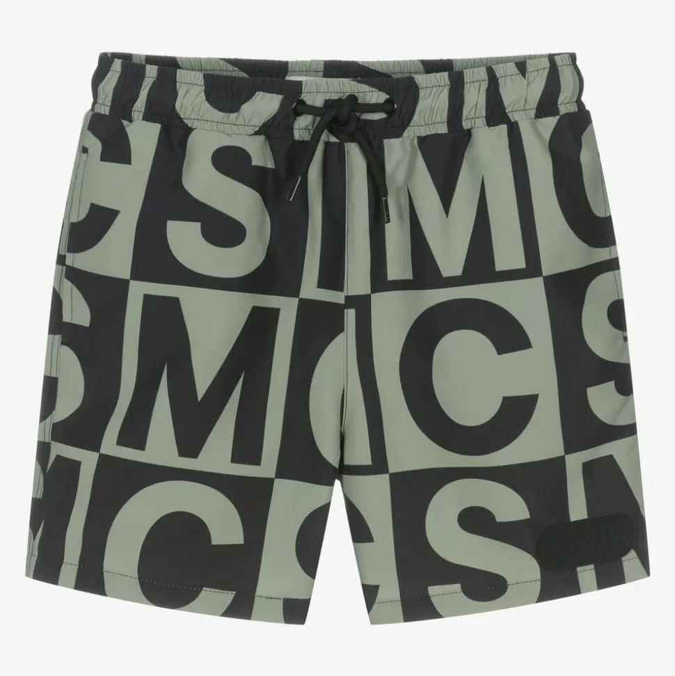 Stella McCartney Kids Boys Black & Green SMC Logo Swim Shorts^BOY Swimwear