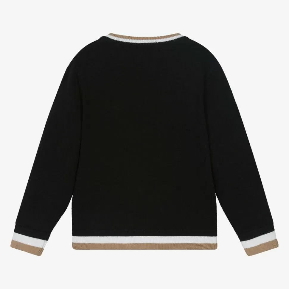 BOSS Boys Black Cotton & Wool Knit Jumper^BOY Tops