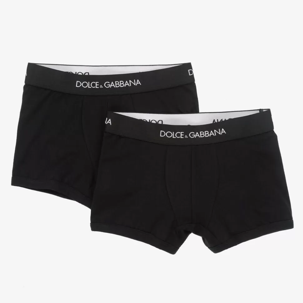 Dolce amp; Gabbana Boys Black Cotton Boxers (2 Pack)^BOY Underwear
