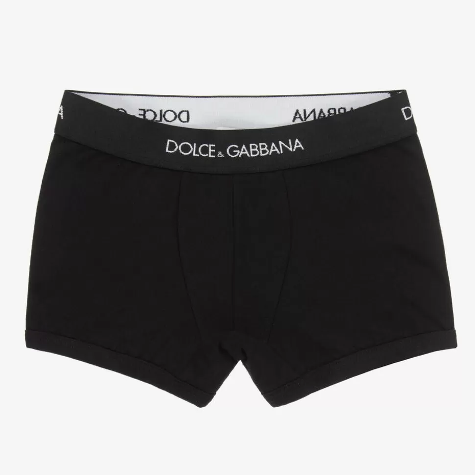 Dolce amp; Gabbana Boys Black Cotton Boxers (2 Pack)^BOY Underwear