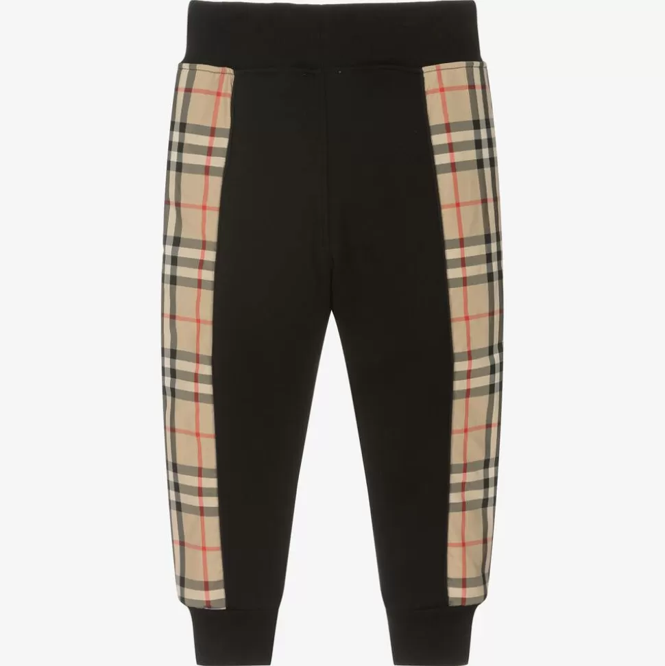 Burberry Boys Black Cotton Check Joggers^BOY Trousers