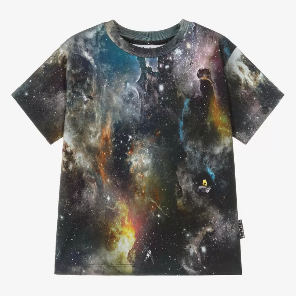 Molo Boys Black Cotton Galaxy T-Shirt^BOY Tops