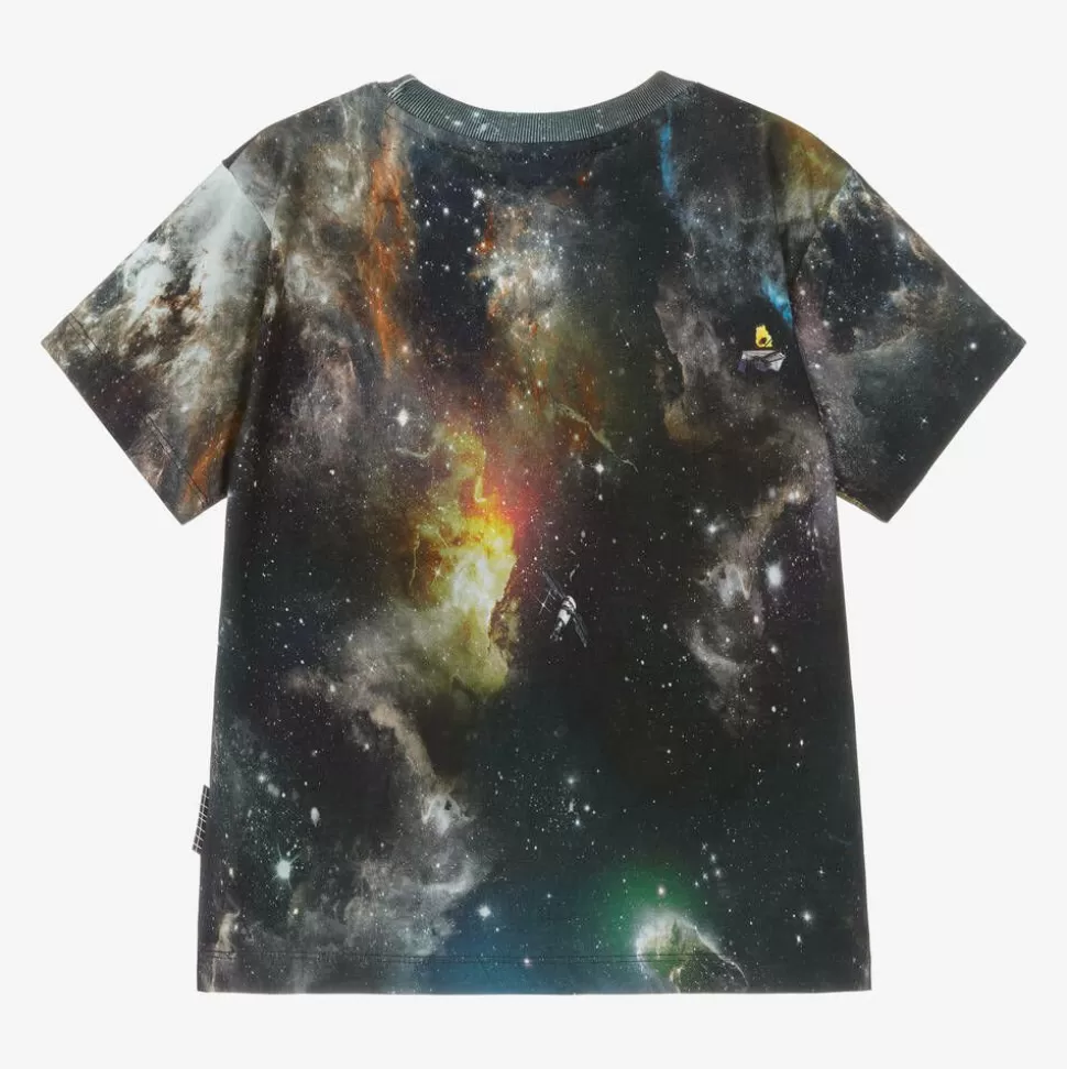 Molo Boys Black Cotton Galaxy T-Shirt^BOY Tops