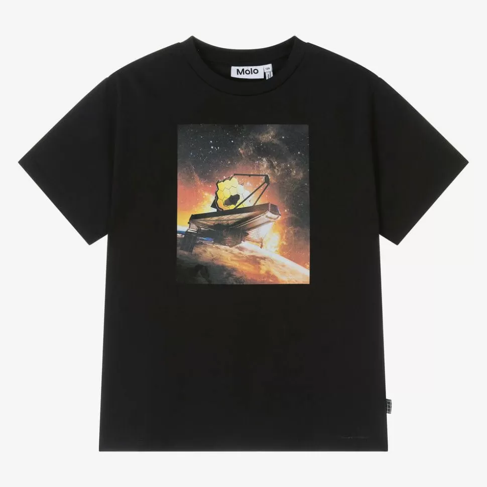 Molo Boys Black Cotton Telescope T-Shirt^BOY Tops