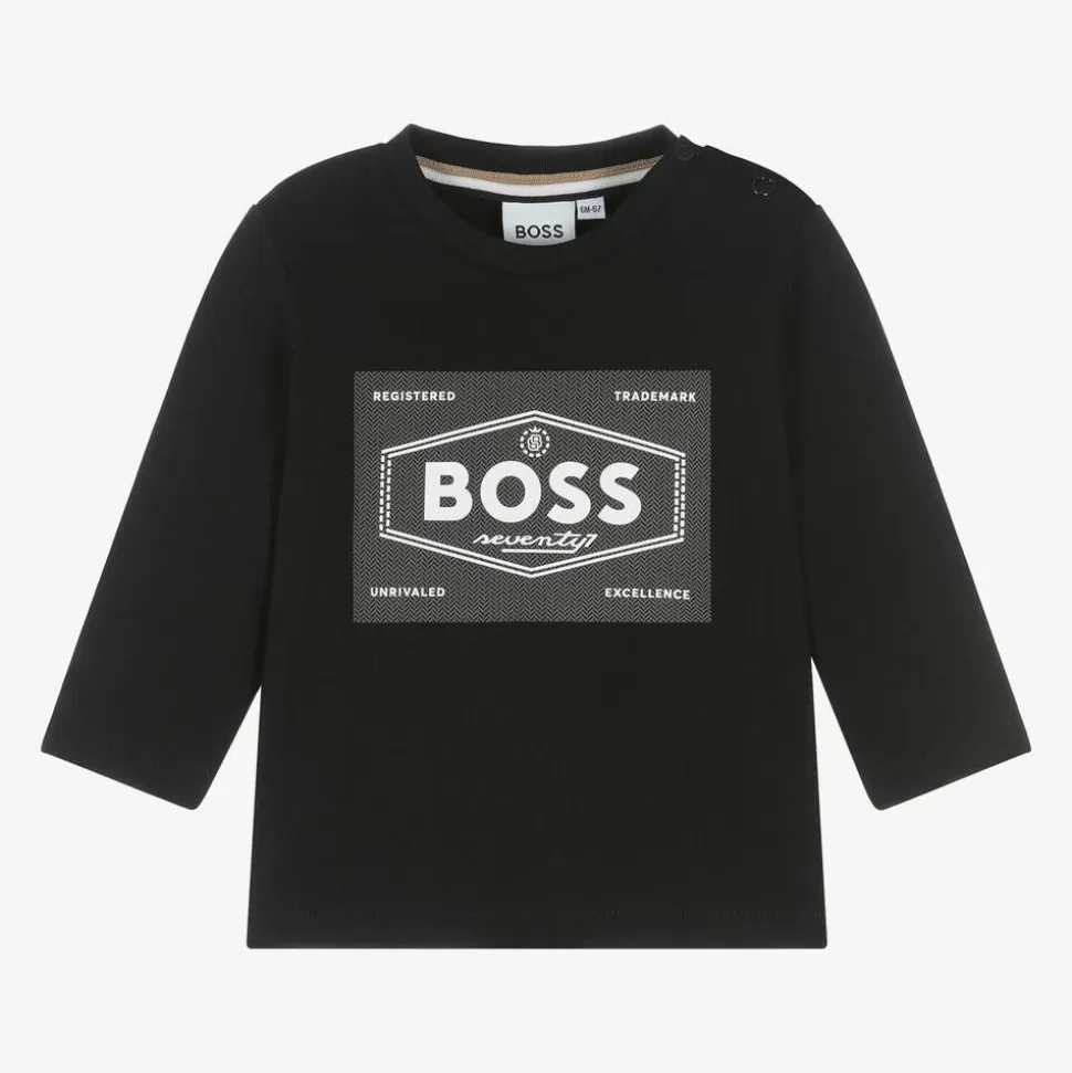 BOSS Boys Black Cotton Top^BOY Tops