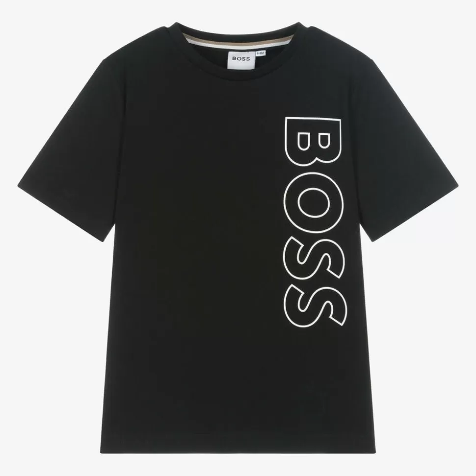 BOSS Boys Black Cotton T-Shirt^BOY Tops