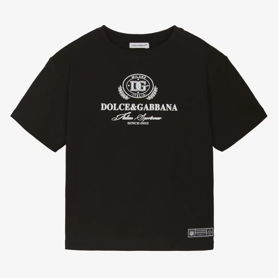 Dolce amp; Gabbana Boys Black Cotton T-Shirt^BOY Tops