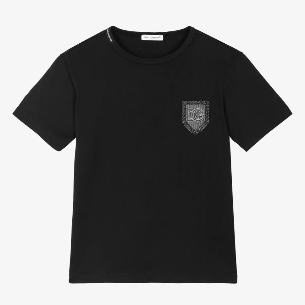 Dolce amp; Gabbana Boys Black Cotton T-Shirt^BOY Tops