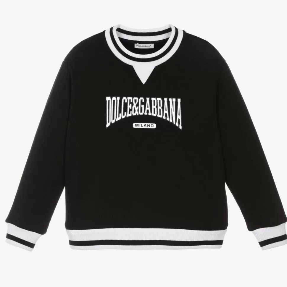 Dolce amp; Gabbana Boys Black Cotton Varsity Sweatshirt^BOY Tops