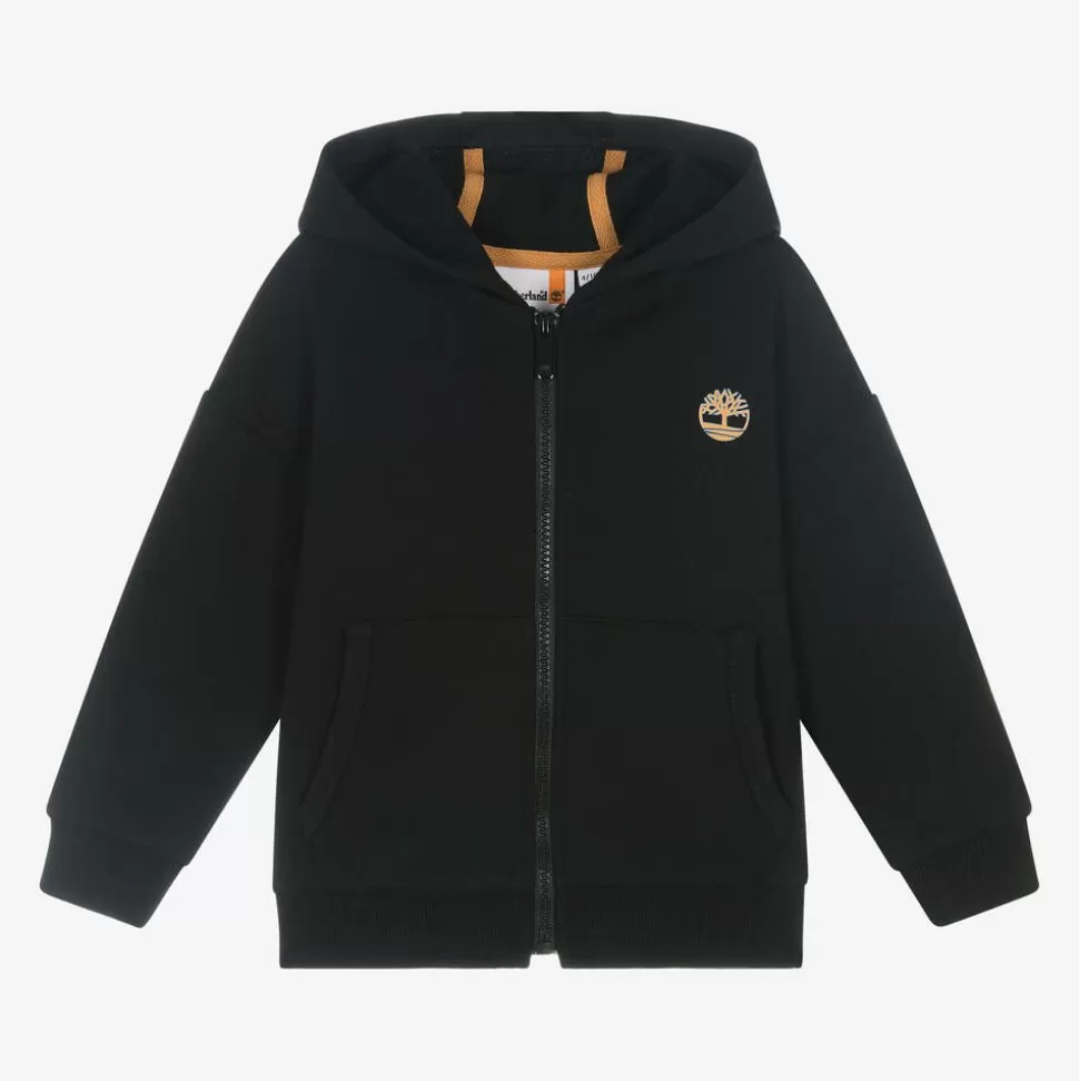 Timberland Boys Black Cotton Zip-Up Hoodie^BOY Tops