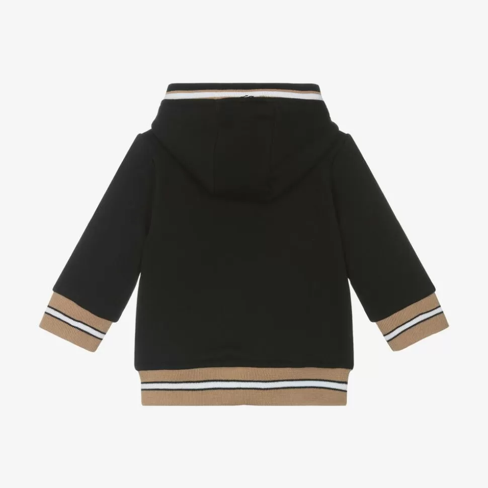 BOSS Boys Black Cotton Zip-Up Hoodie^BOY Tops