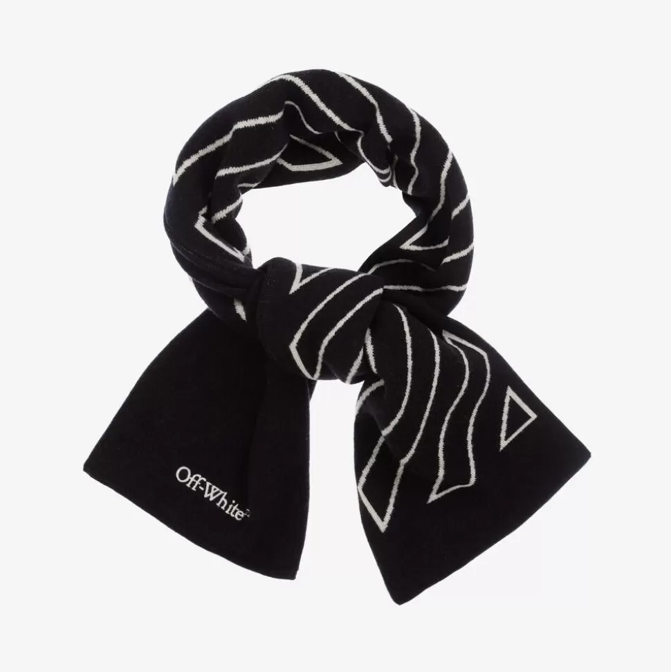 Off-White Boys Black Diagonal Wool & Cotton Scarf^BOY Scarves