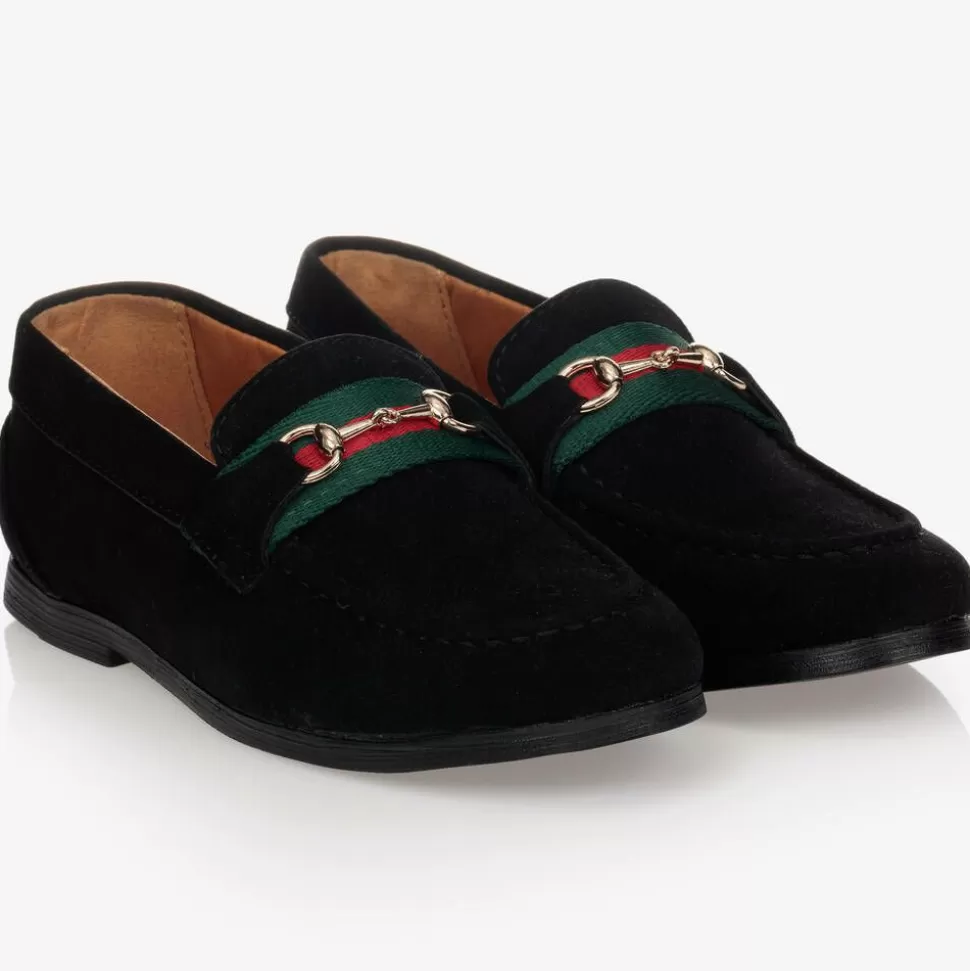 Romano Boys Black Faux Suede Horsebit Loafers^BOY Loafers & Moccasins | Loafers & Moccasins