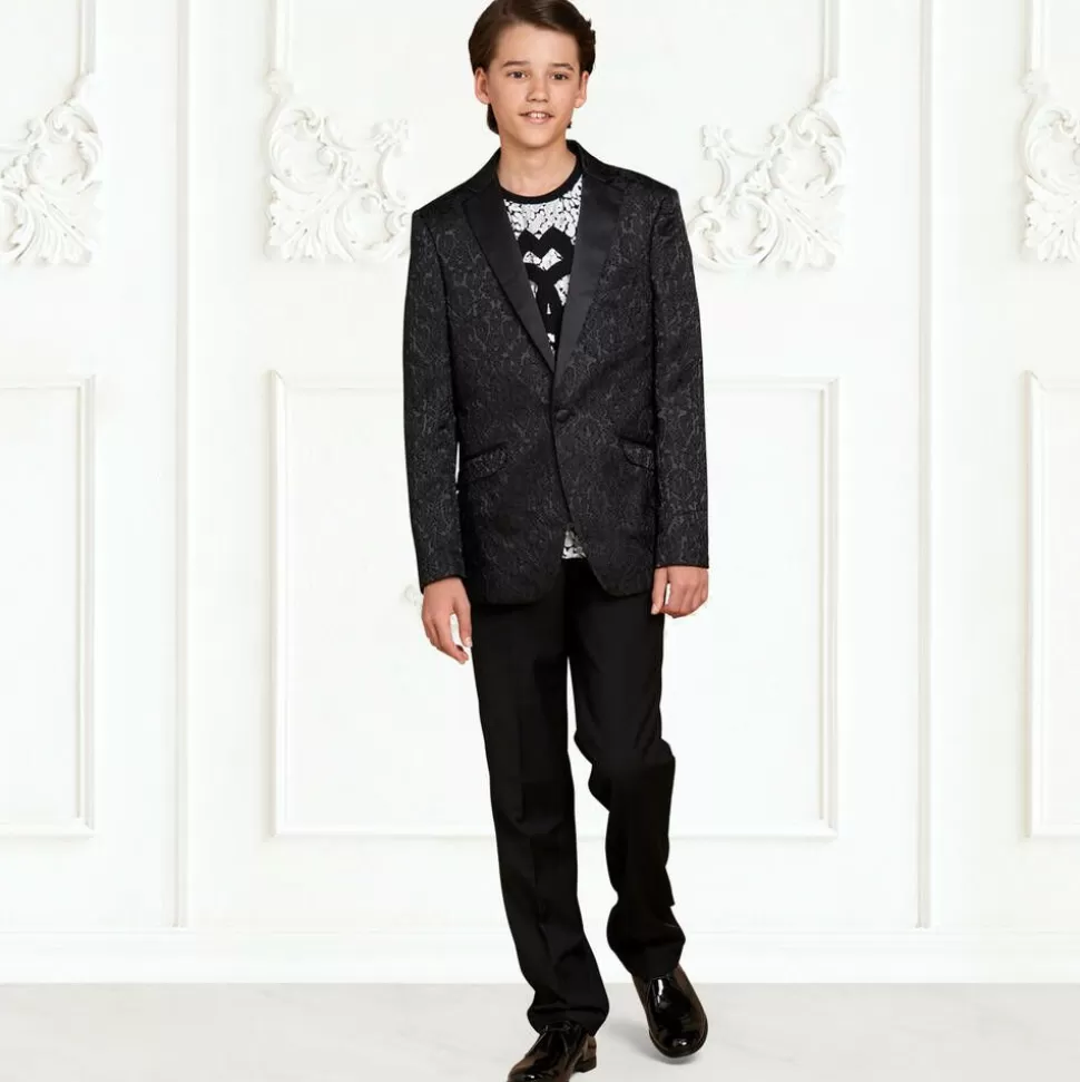 Romano Boys Black Jacquard Suit^BOY Suits