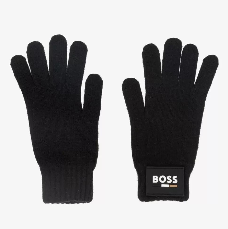 BOSS Boys Black Knitted Gloves^BOY Gloves & Mittens