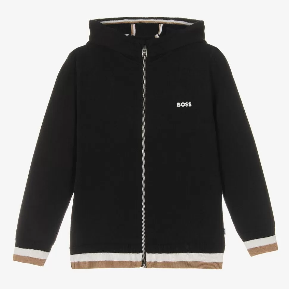 BOSS Boys Black Knitted Zip-Up Top^BOY Tops