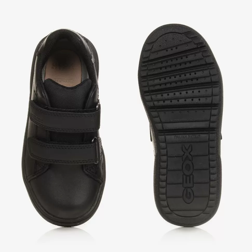 Geox Boys Black Leather Velcro Trainers^ School Shoes
