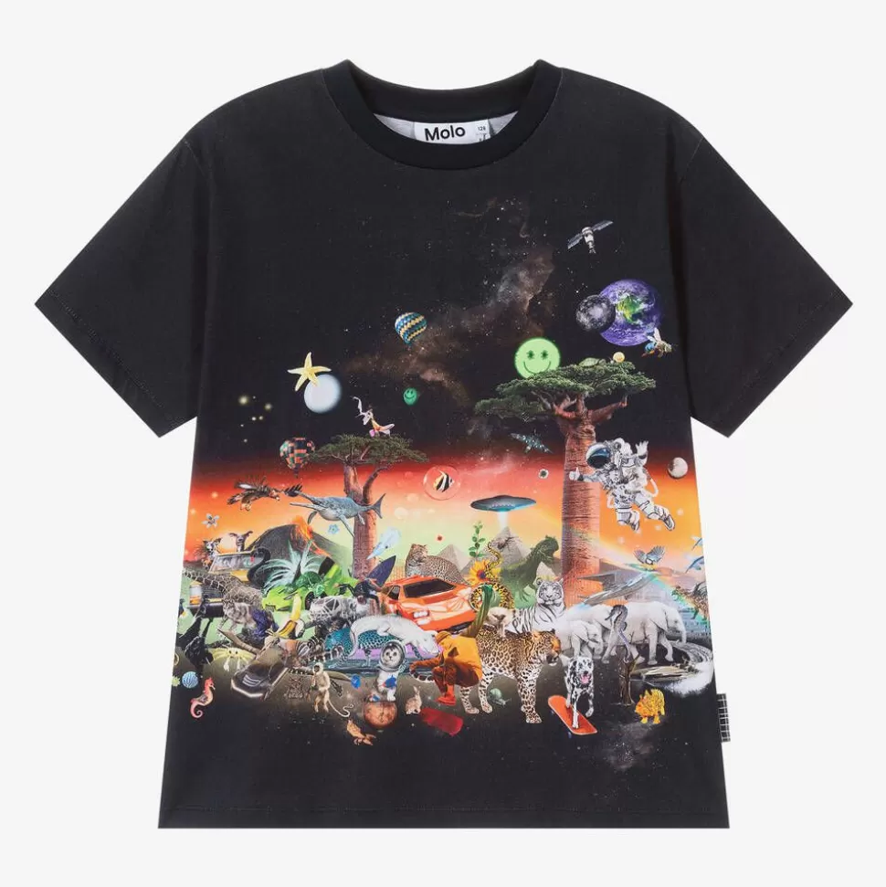 Molo Boys Black Organic Cotton Graphic T-Shirt^BOY Tops