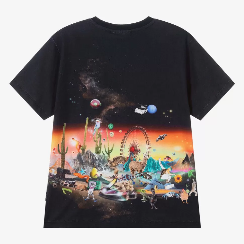 Molo Boys Black Organic Cotton Graphic T-Shirt^BOY Tops