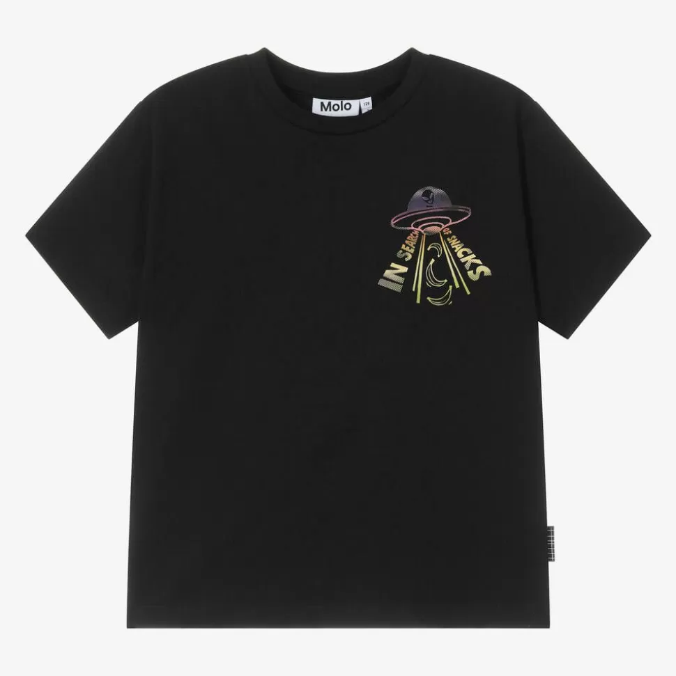 Molo Boys Black Organic Cotton UFO T-Shirt^BOY Tops