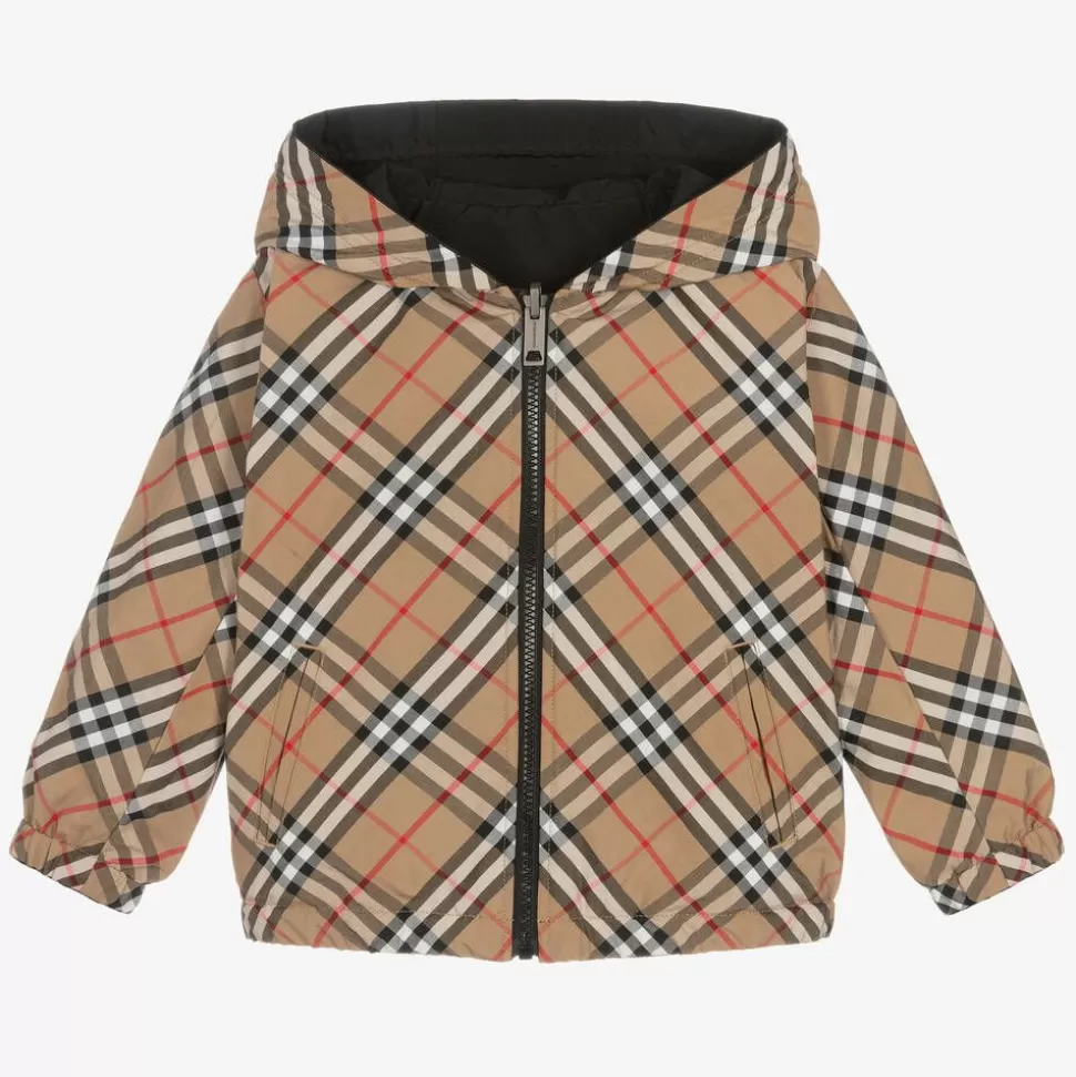 Burberry Boys Black Reversible Vintage Check Jacket^BOY Coats & Jackets
