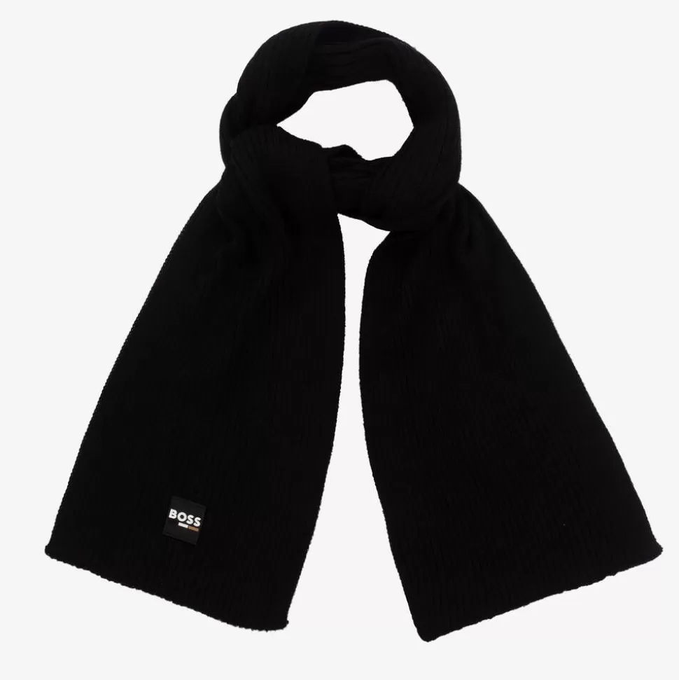 BOSS Boys Black Ribbed Knit Scarf^BOY Scarves