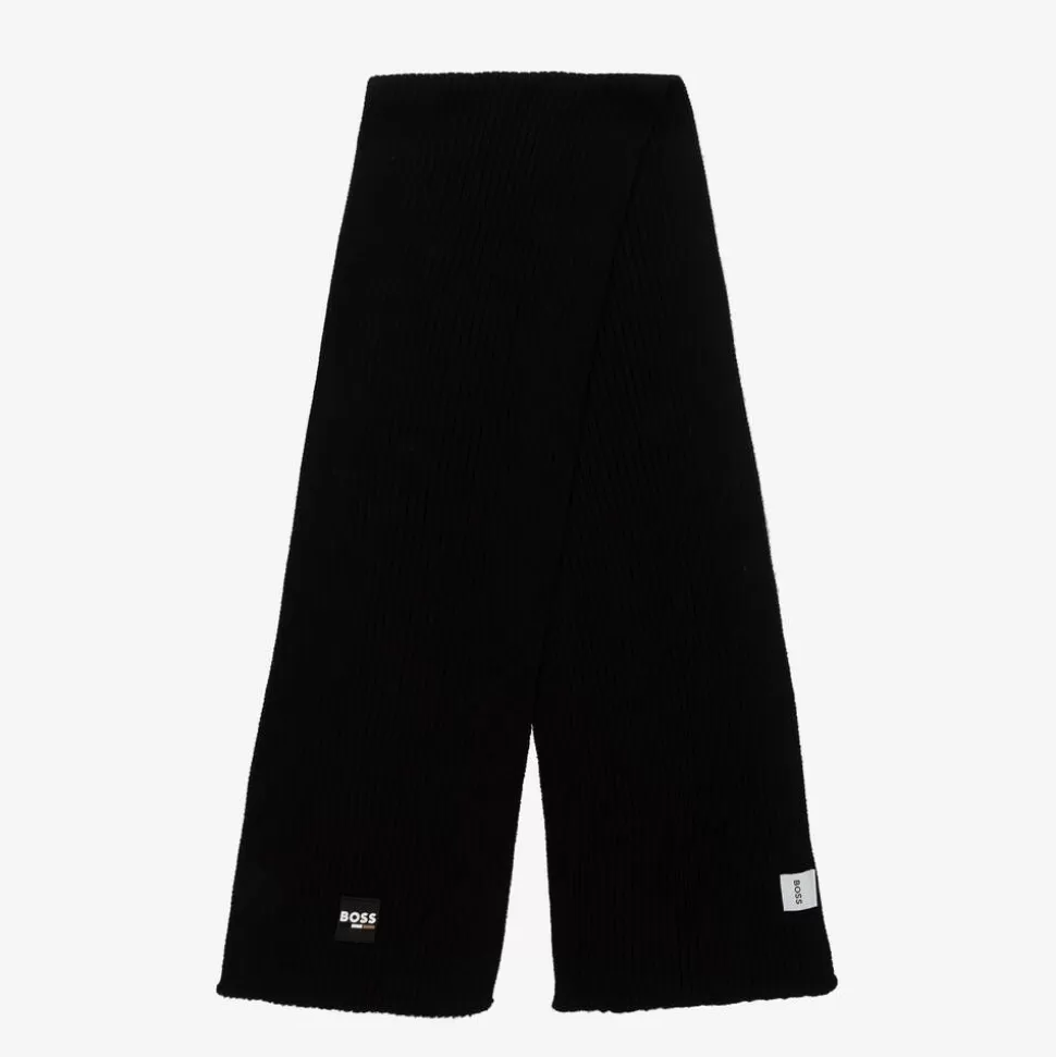 BOSS Boys Black Ribbed Knit Scarf^BOY Scarves