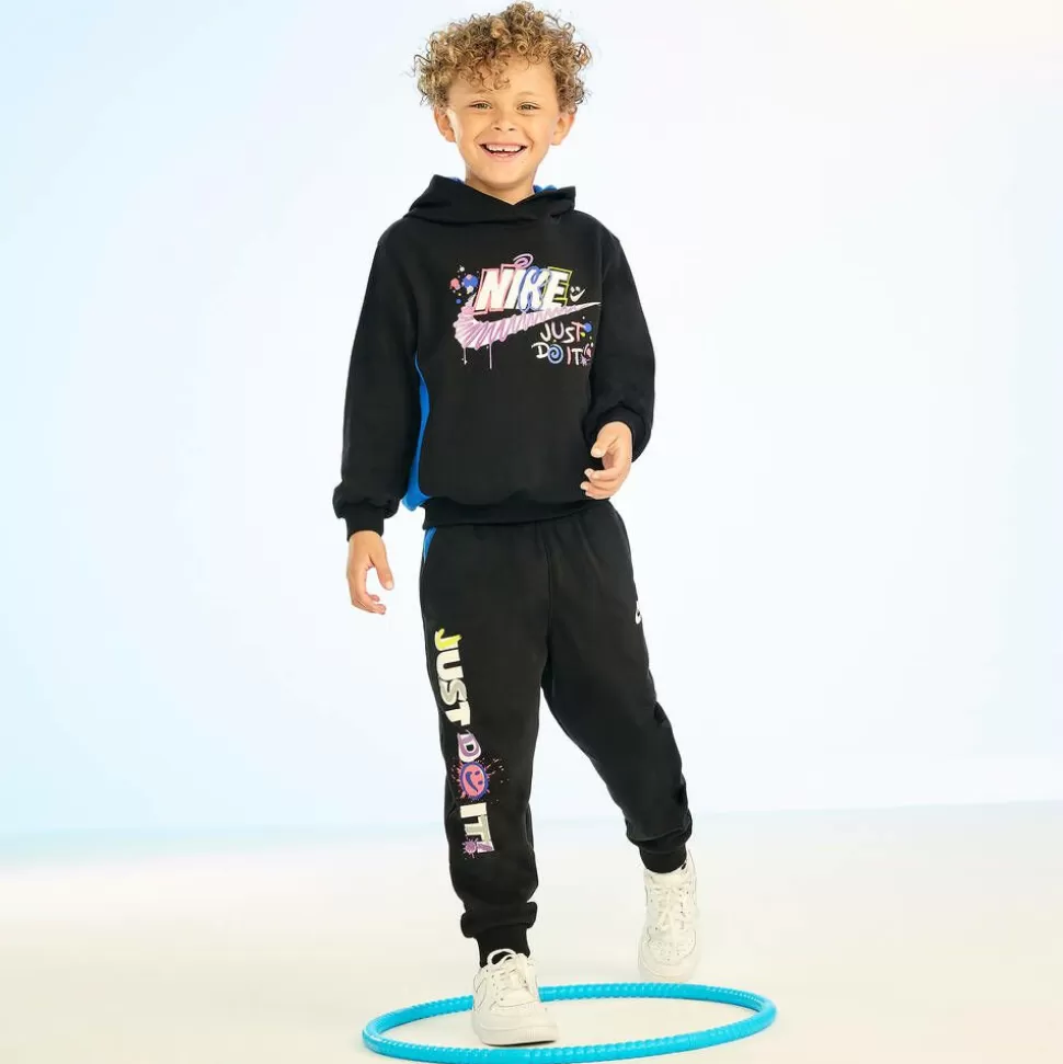 Nike Boys Black Swoosh Logo Cotton Hoodie^BOY Tops