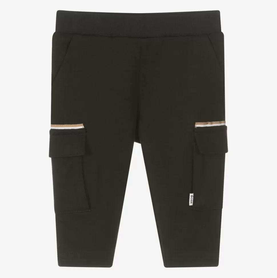 BOSS Boys Black Viscose Cargo Trousers^ Trousers