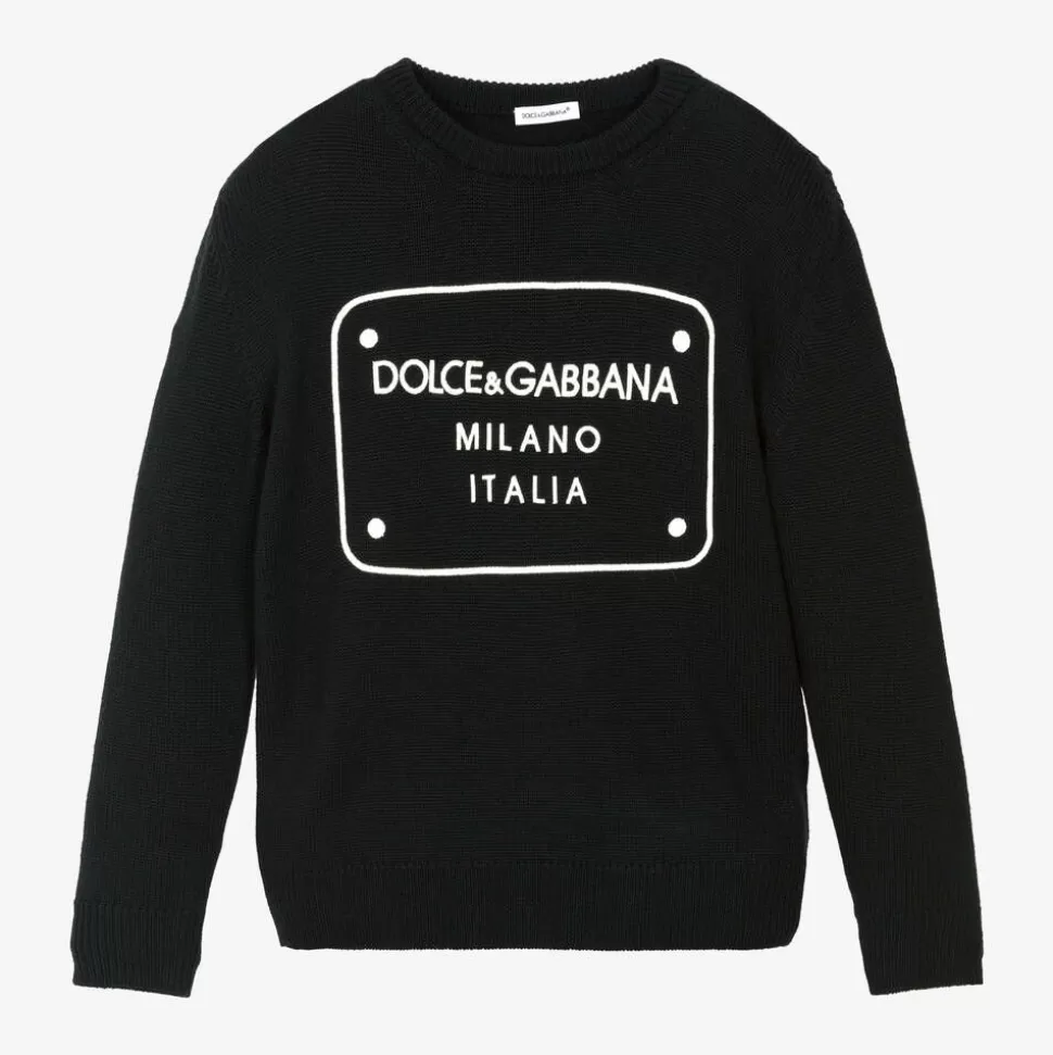 Dolce amp; Gabbana Boys Black Wool Knit Sweater^BOY Tops