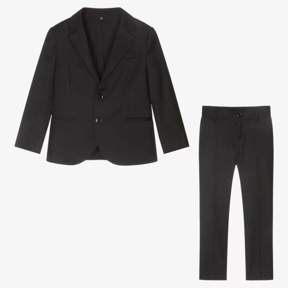 Emporio Armani Boys Black Wool Single-Breasted Suit^BOY Suits