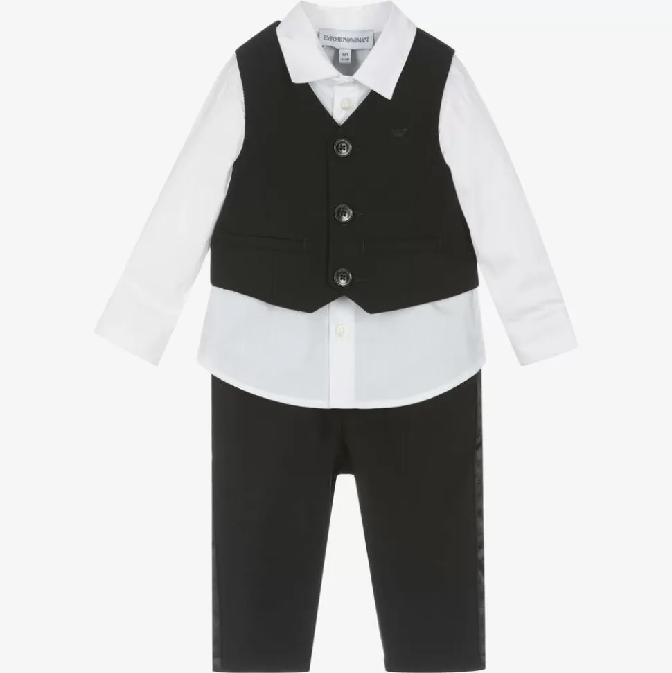 Emporio Armani Boys Black Wool Waistcoat Suit^BOY Suits | Suits