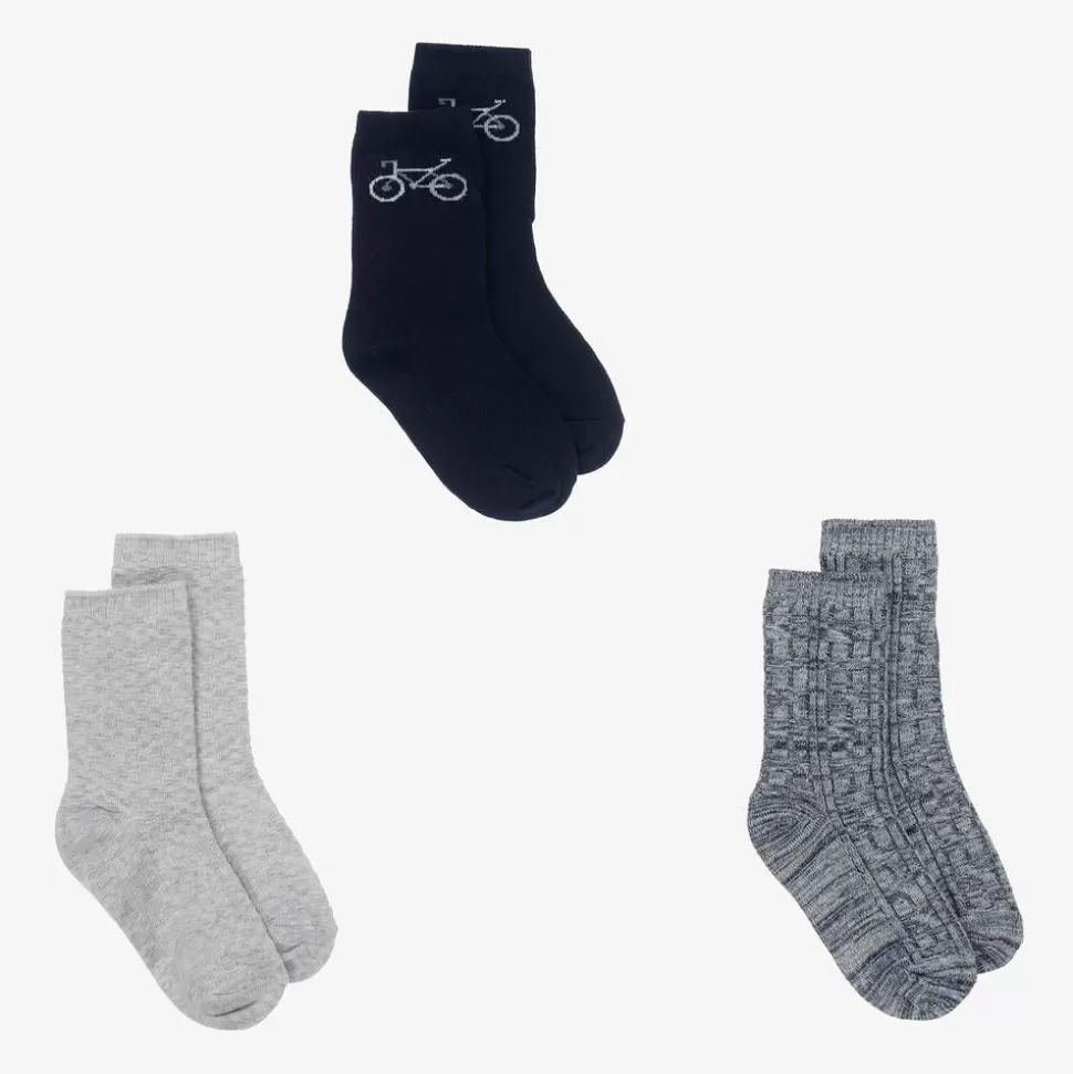 Mayoral Boys Blue & Grey Cotton Socks (3 Pack)^BOY Socks